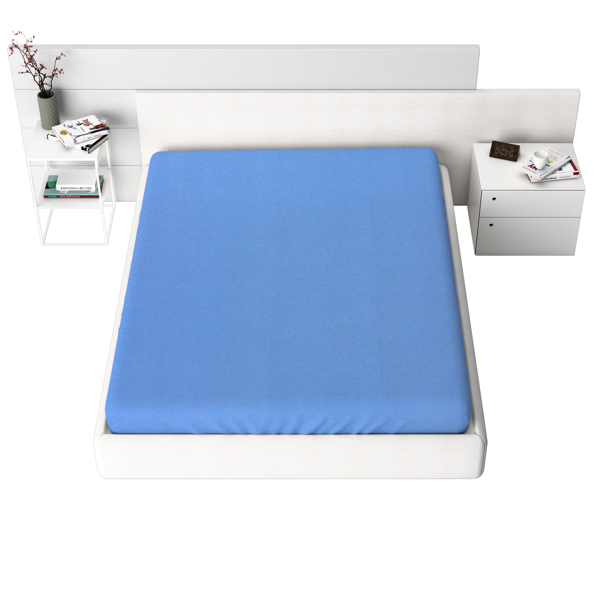 Cearceaf de pat Frotir cu elastic, 200x200 cm, Albastru