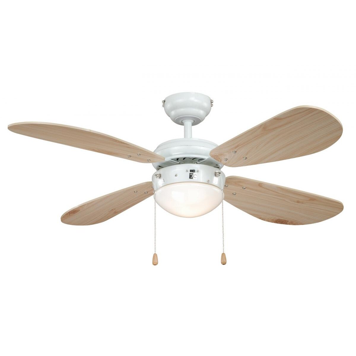 Ventilator pentru plafon Vaxcel eFan, Sistem de iluminare, Diametru 107 cm, Finisaj alb, Elice pin, Actionare cu cordon