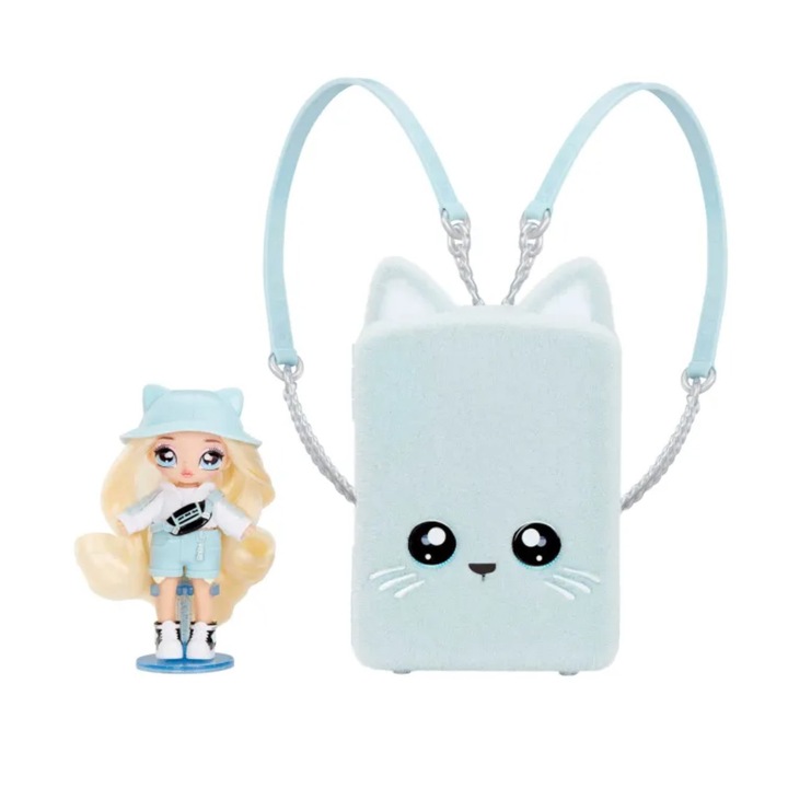 Na Na Na Meglepetés mini hátizsák Kitty Khloe baba szett, kiegészítőkkel, pasztellkék