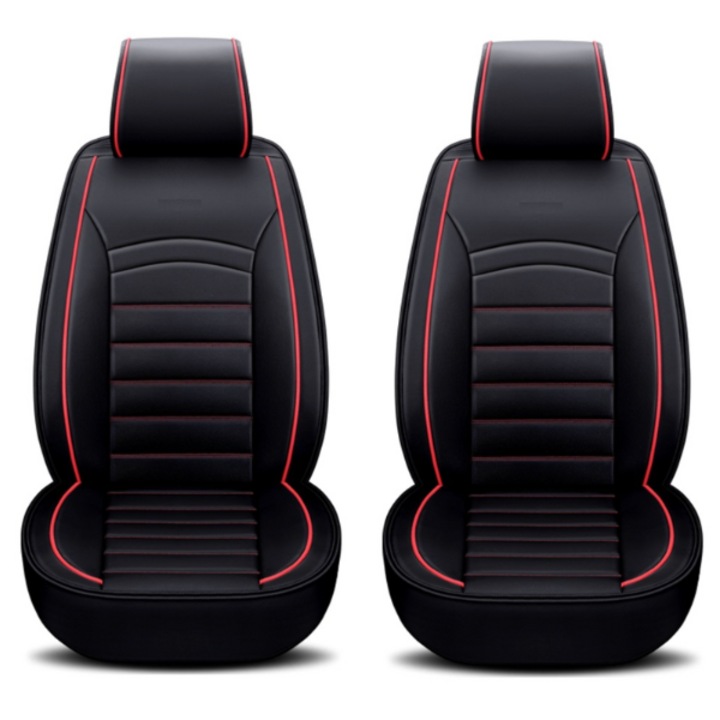 Комплект от 2 универсални калъфа за предни седалки за кола, еко кожа, линии, черни и червени