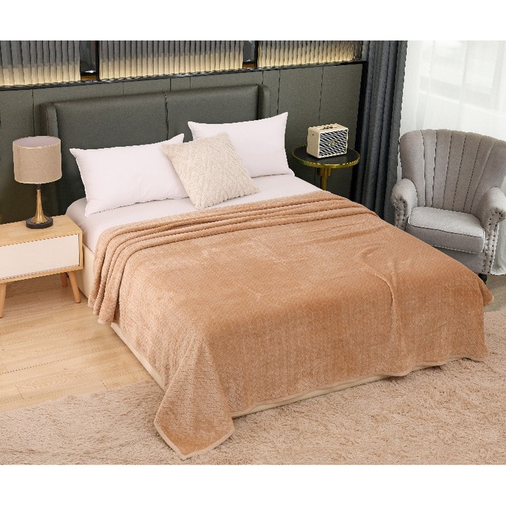 Patura cocolino, model romb, 200x230cm, Bej