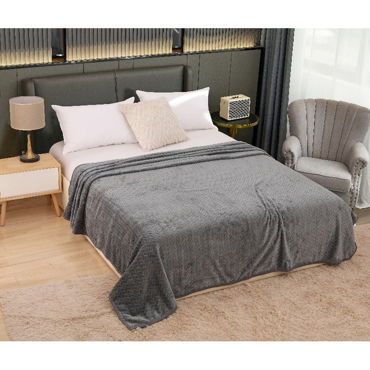 Patura cocolino, model romb, 200x230cm, Gri