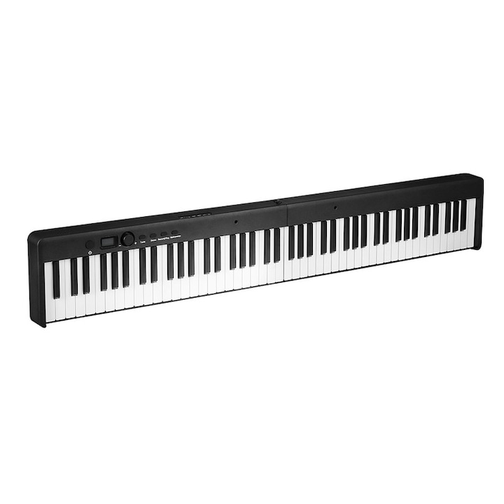 Összecsukható elektromos zongora, USB, 88 billentyű, Fekete