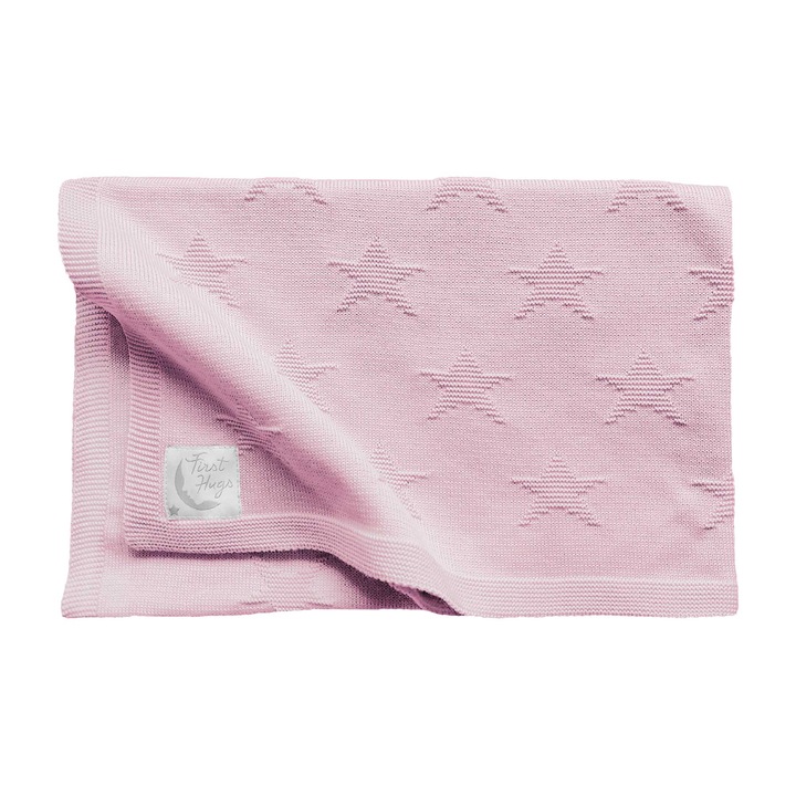 Плетено одеяло за бебе, 80x100 см, нова звезда, Tuxi Bebe, Baby Pink