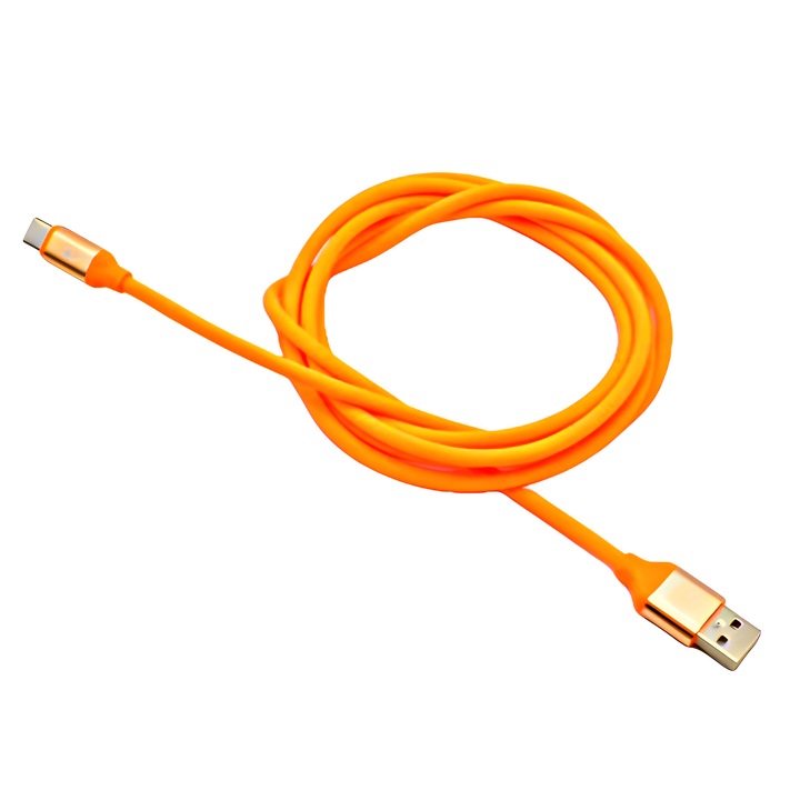Кабел за данни и зареждане с дължина 2M, USB A към TYPE-C оранжев