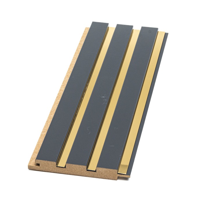 Riflaj Decorativ MDF Soft Gri antracit & Auriu 280x12,1x1,8 cm