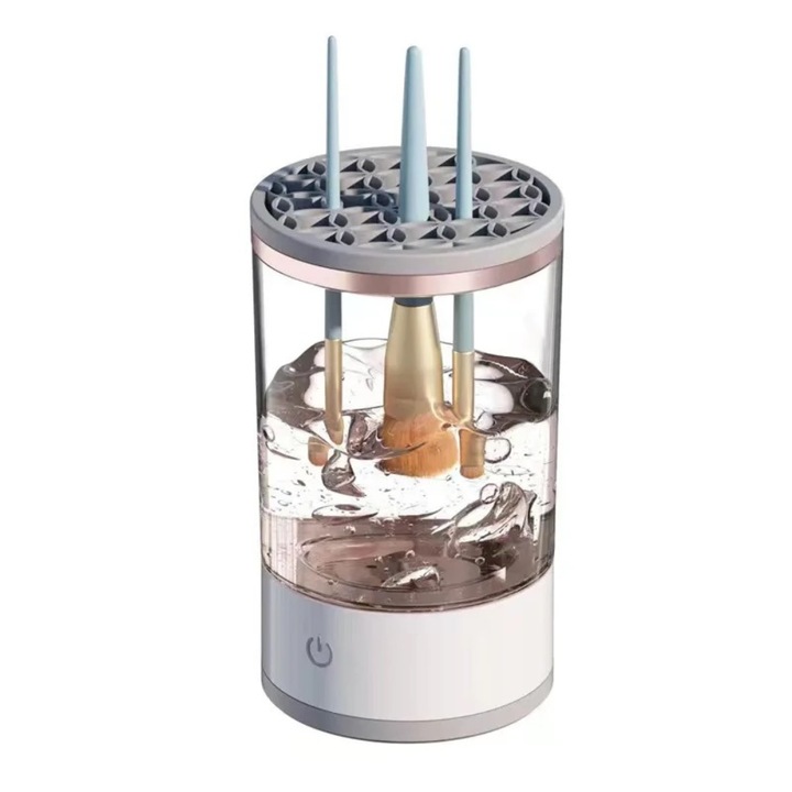 OEM Elektromos sminkecset tisztító, ultrahangos, 7000 RMP, USB töltés, ABS, fehér