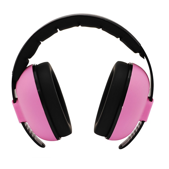 Casti antifonice pentru bebelusi, Nozibye®, Protectie auditiva, Antizgomot, bebelusi 3-36 luni, marime reglabila, roz