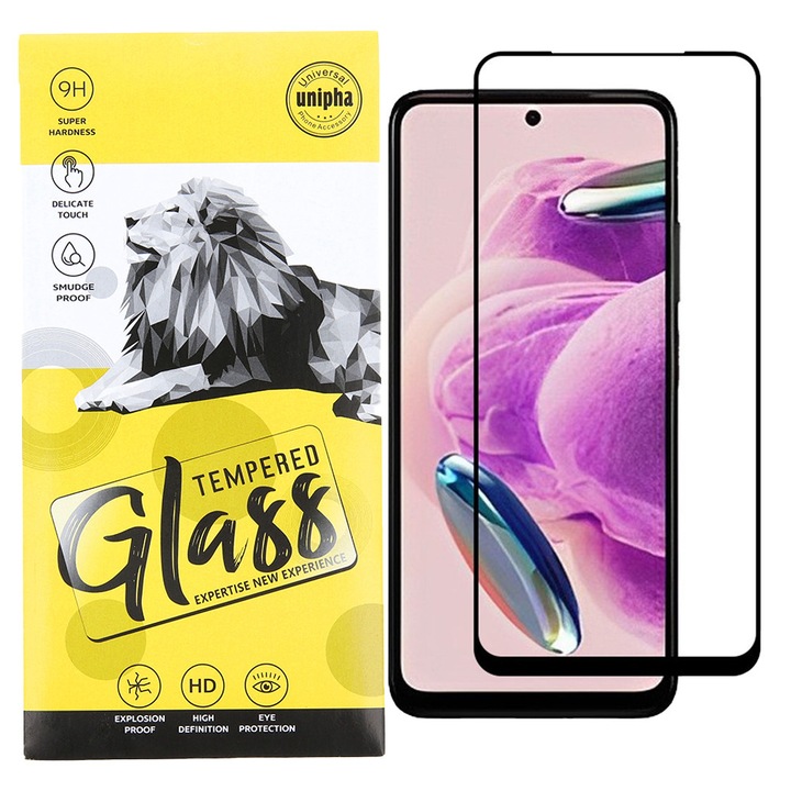 Folie telefon, Sticla, Pentru Xiaomi Redmi Note 12s 4G, Negru