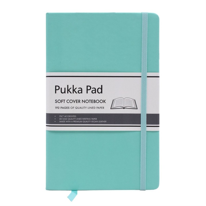 Тефтер Pukka Pad Signature PU мека корица A5 за диктовка, 192 страници, 80 g, FSC, 21,5 x 13,5 cm мента