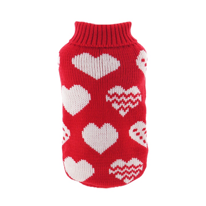 Pulover tricotat pentru caini, XINA2204, rosu, L