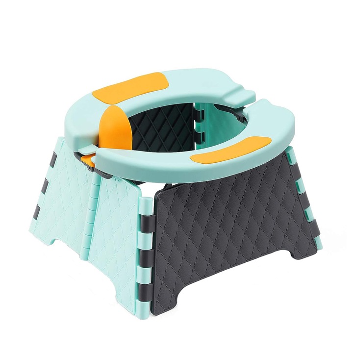 Olita portabila multifunctionala, NUODWELL, polipropilena + TPE, prietenos cu pielea, non-iritant, pliabil, usor de transportat, ergonomic, antiderapant, cu sac de curatare, protectie impotriva stropilor si sac de depozitare, albastru