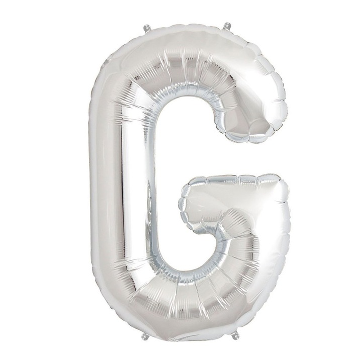 Балон от фолио във формата на буква G, сребрист, 40x25-35см