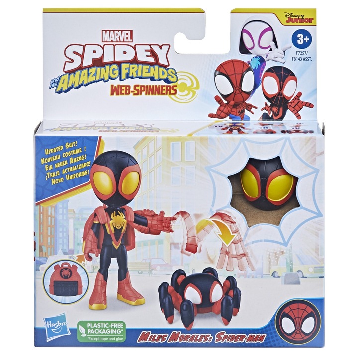 Комплект за игра Spidey and his Amazing Friends - Web-Spinners, Фигурка и аксесоари, Miles Morales 10 см