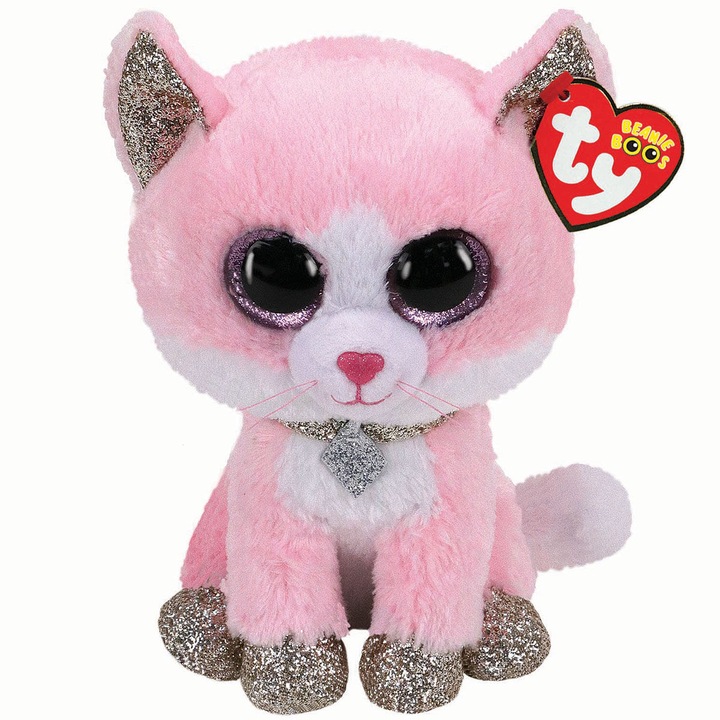 Плюшена играчка Ty, Beanie Boos, Розова котка, 15 см