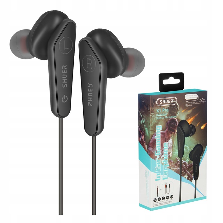 Casti cu fir Shuer X1 Pro, in-ear, negru, 150cm, cu adaptor Jack
