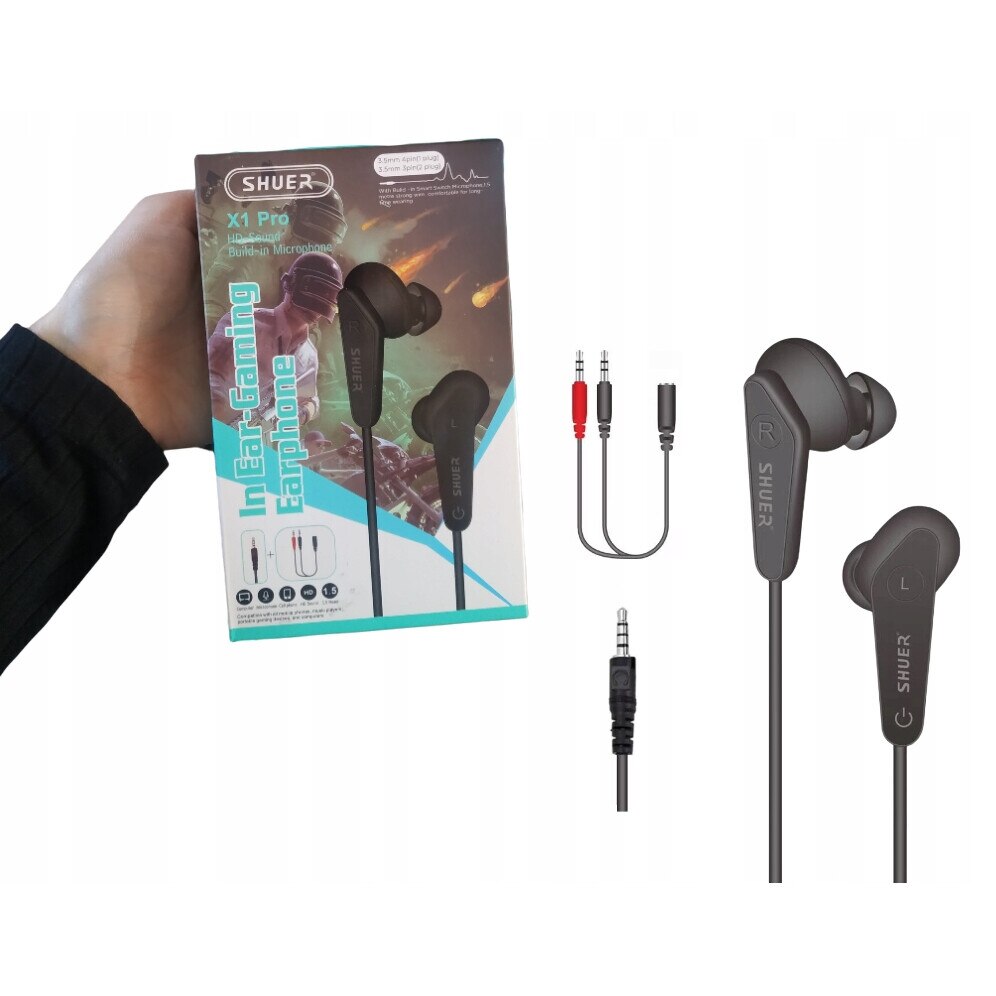 Casti cu fir Shuer X1 Pro, in-ear, negru, 150cm, cu adaptor Jack