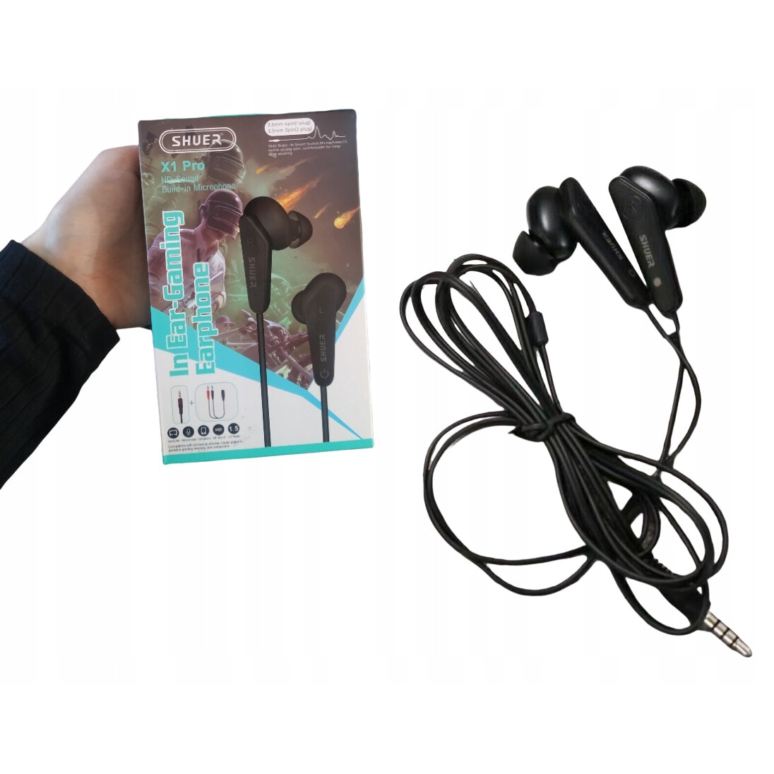 Casti cu fir Shuer X1 Pro, in-ear, negru, 150cm, cu adaptor Jack