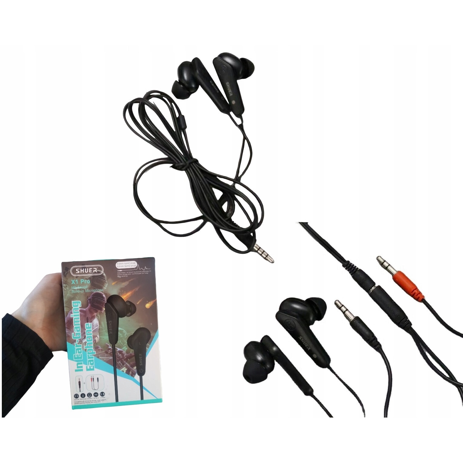 Casti cu fir Shuer X1 Pro, in-ear, negru, 150cm, cu adaptor Jack