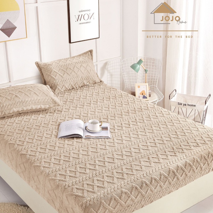 Комплект кувертюра JoJo Home с ластик, С калъфки, За двойно легло, 180x200 см, HPC-06