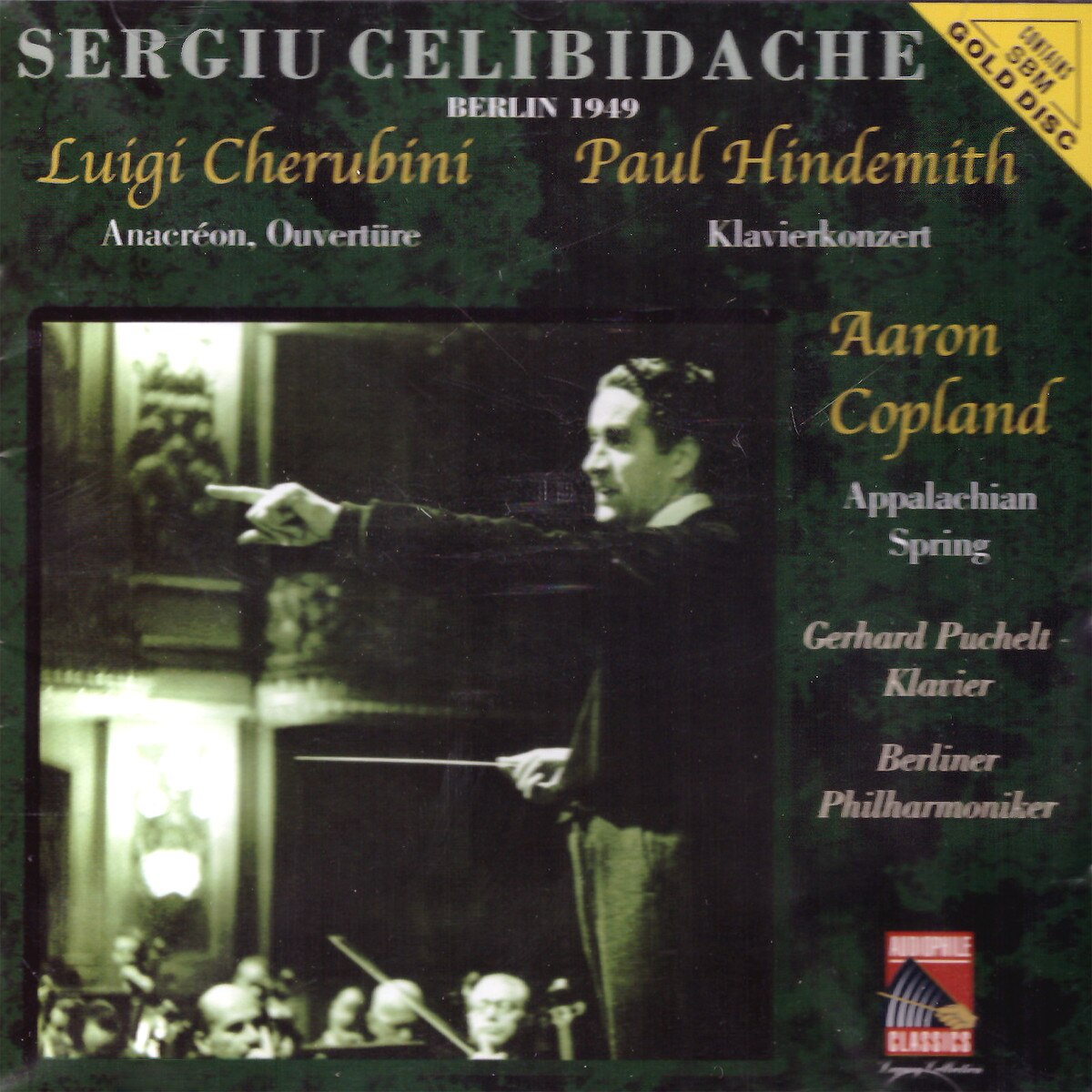 Celibidache conducts Cherubini / Hindemith / Copland - Anacreon / Klavierkonzert / Appalachian Spring - SBM gold CD