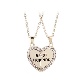 Set 2 Lantisoare Cu Pandantive Best Friends BFF Inima , Auriu , med0002 Set 2 Lantisoare Cu Pandantive Best Friends BFF Inima , Auriu , med0002