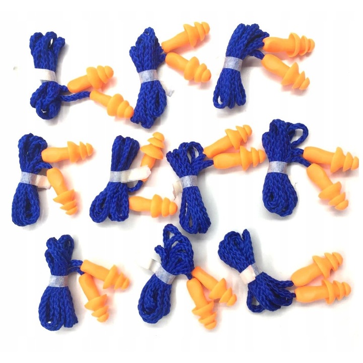 Set 10 perechi dopuri de urechi cu snur M Importa, Portocaliu/Albastru