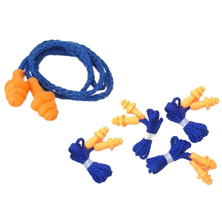 Set 5 dopuri de urechi, M Import, 67 cm, Portocaliu/Albastru