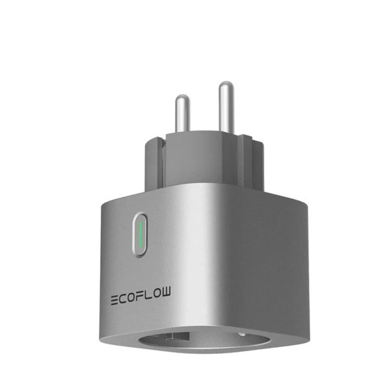 Смарт контакт Wi-Fi EcoFlow PowerStream SmartPlug, програмиране, таймер, гласов контрол, Wi-Fi, Bluetooth, мониторинг на консумацията на енергия, съвместим с Matter, мобилно приложение