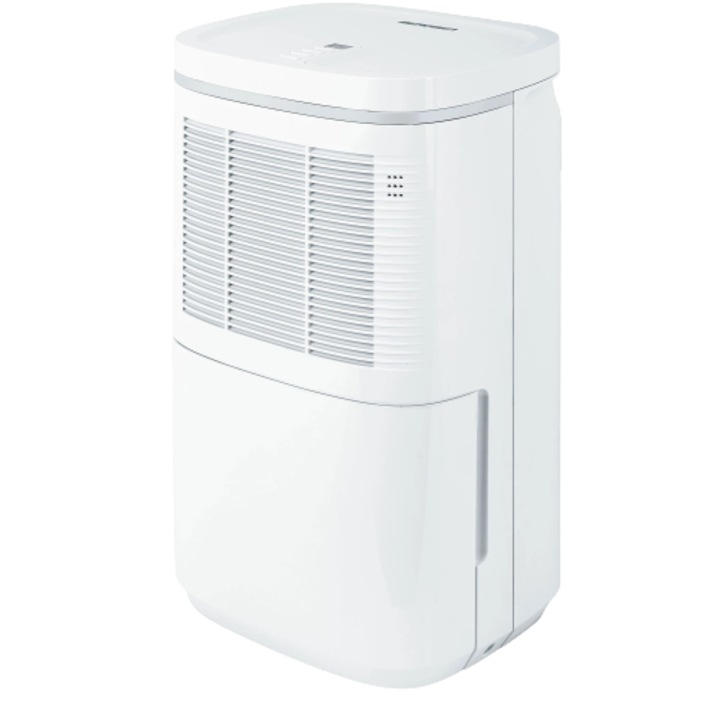 Dezumidificator DacEnergy©, capacitate rezervor apa 2,2 l, cronometru de 12 ore, 60 m3, filtru de particule antibacterian, afisaj LCD, panou de control, functia de dezghetare automata, alb