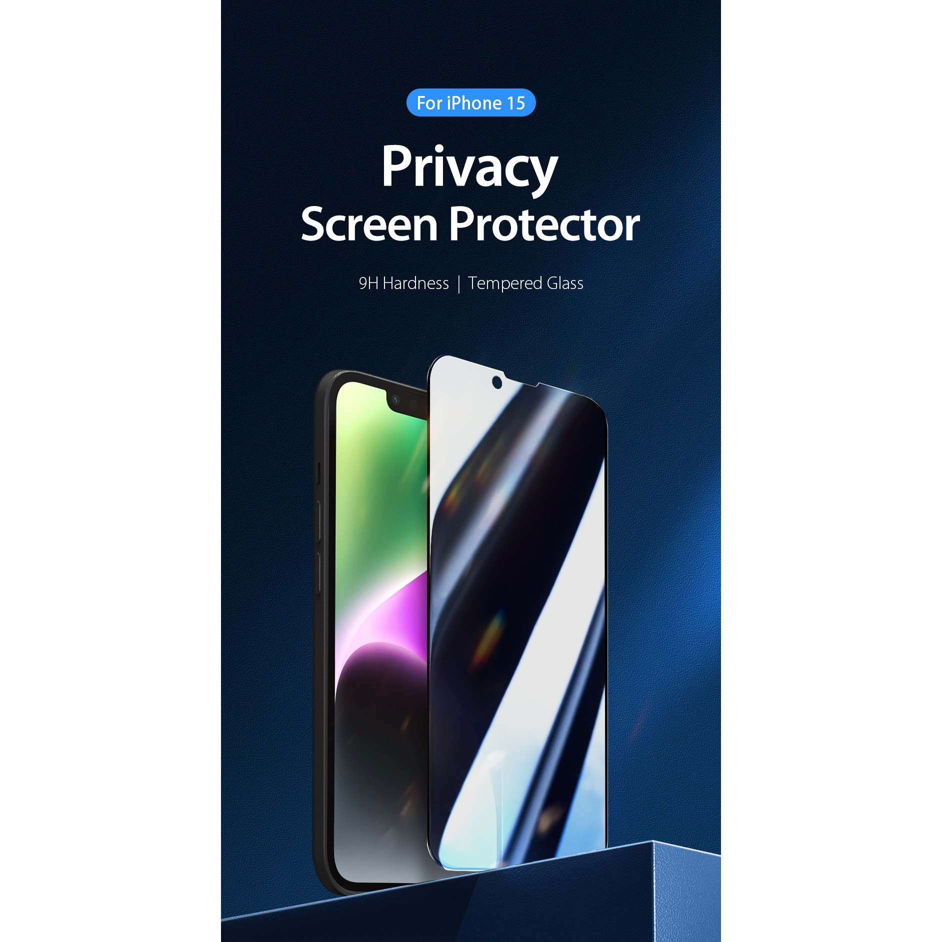 Folie ecran, Sticla, Pentru Iphone 15, Negru