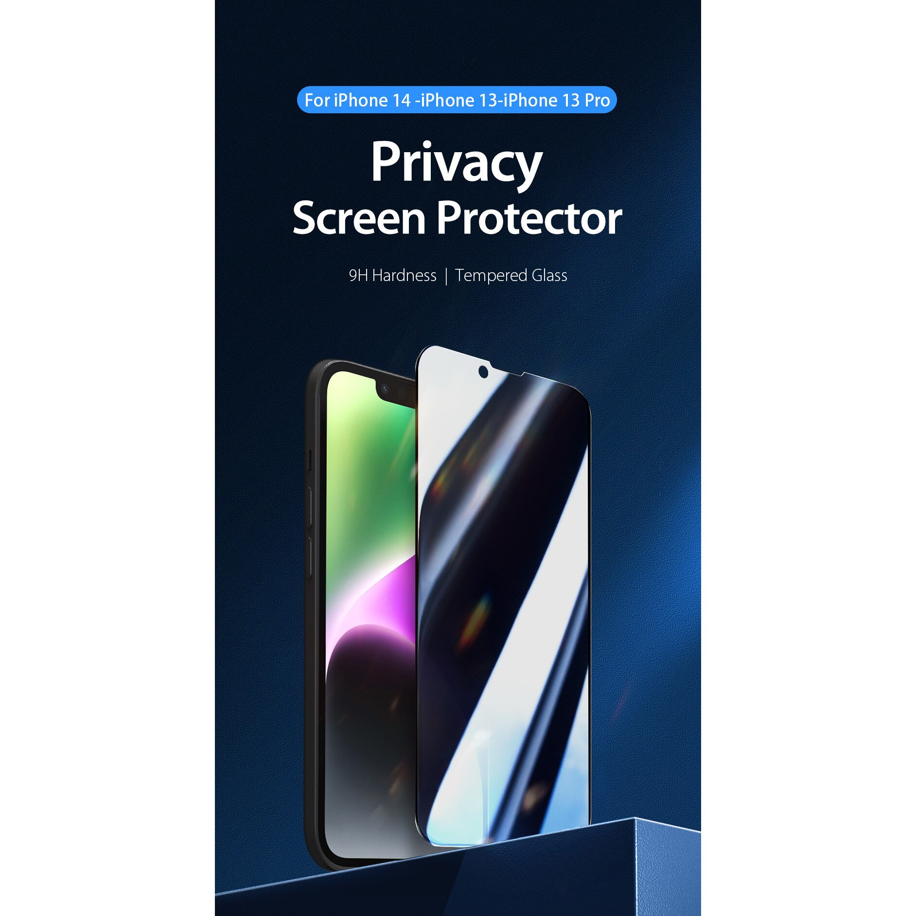 Folie de sticla de confidentialitate, Compatibila cu Apple iPhone 13, Negru