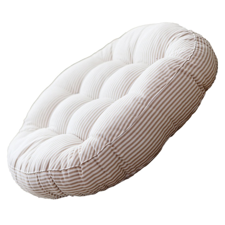 Perna decorativa, perna de podea, perna japoneza pentru scaun futon, perna de podea pentru saltea tatami (orez cu dungi din bumbac si in, 47 cm)