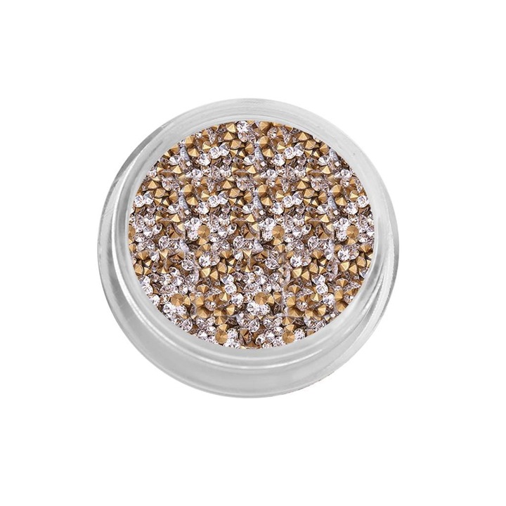 Strasuri unghii, Bass Cosmetics, 2.3 mm, Alb/Argintiu