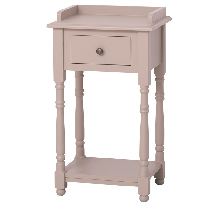 Consola mica, picioare strunjite, 1 sertar, culoare brun deschis P023, vopsit, 100% lemn masiv