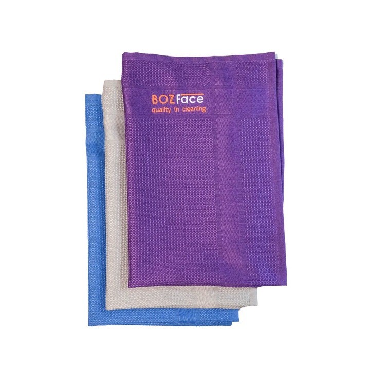 Set 3xLaveta auto, Bozface, Universal, Microfibra, 40x60cm, Multicolor