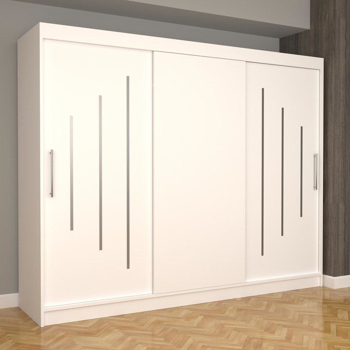 Dressing Luna Ultra 250 cm x 200 cm x 61 cm, fara oglinda, alb cu usi glisante alb