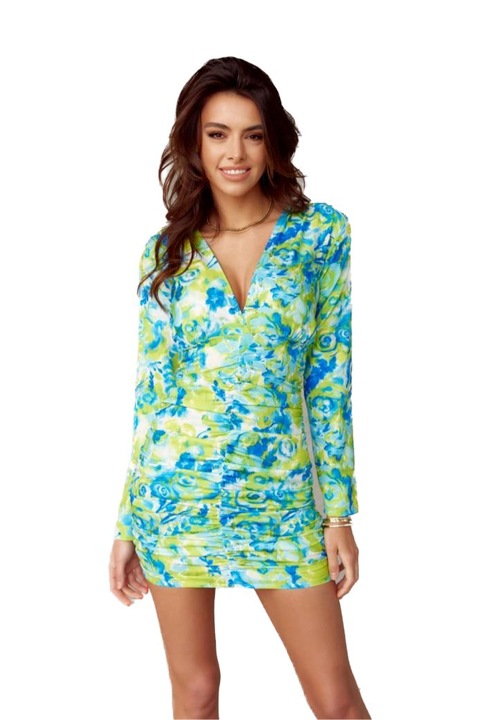 Роко Флорална дамска рокля Моли зелено, Зелен