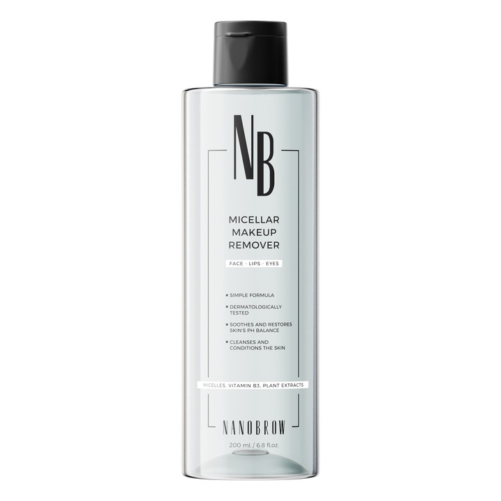 Demachiant micelar de fata si ochi, Nanobrow, Micellar makeup remover, 200ml