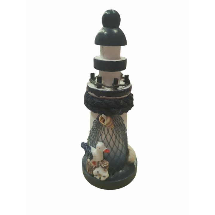 Ahelos dekoráció, Világítótorony, Fa, 12x5 cm