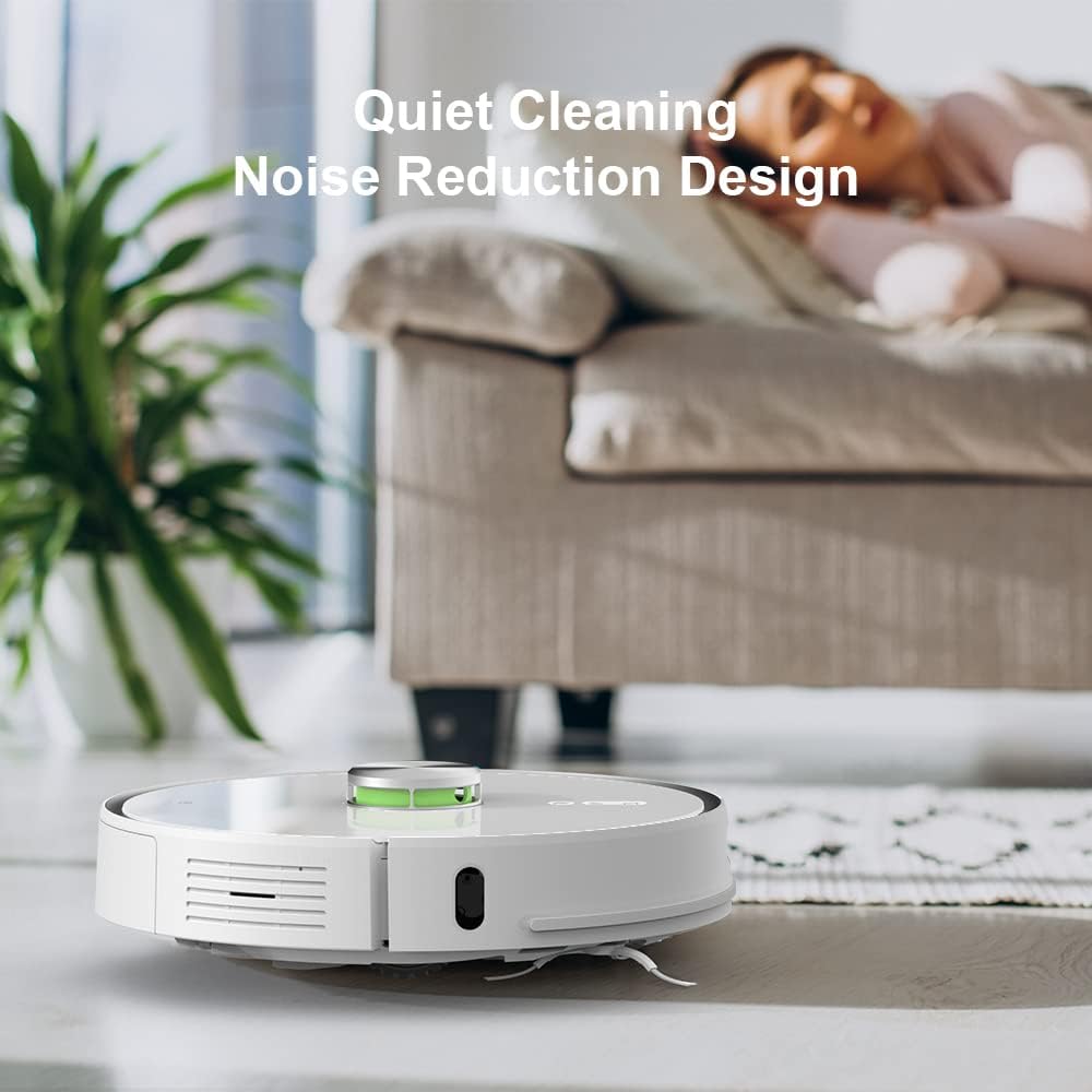 Aspirator robot, Marstak T9, statie de curatare, curatare uscata si umeda, control APP, asistenta Alexa si Google Assistant, Alb