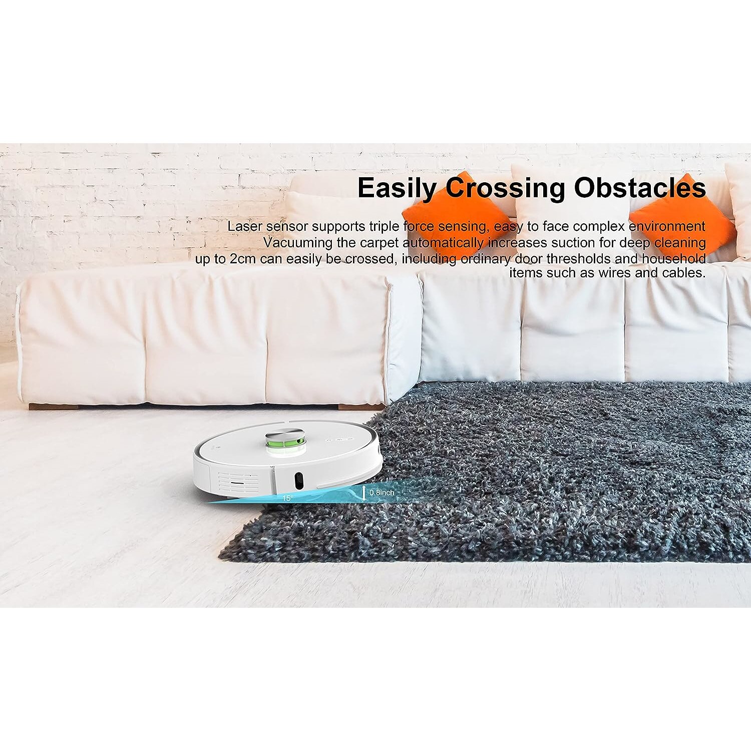 Aspirator robot, Marstak T9, statie de curatare, curatare uscata si umeda, control APP, asistenta Alexa si Google Assistant, Alb