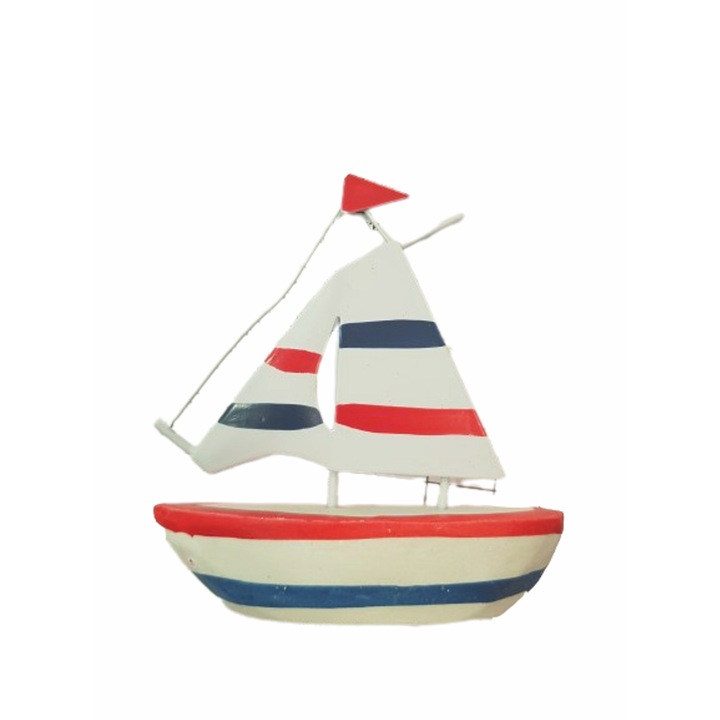 Ahelos dekoráció, Csónak, Kerámia/Fém, 10x10 cm