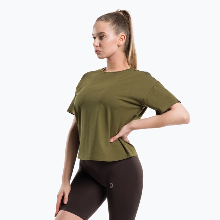 Tricou de antrenament, Gym Glamour, pentru femei, Kaki, bumbac/viscoza, Kaki