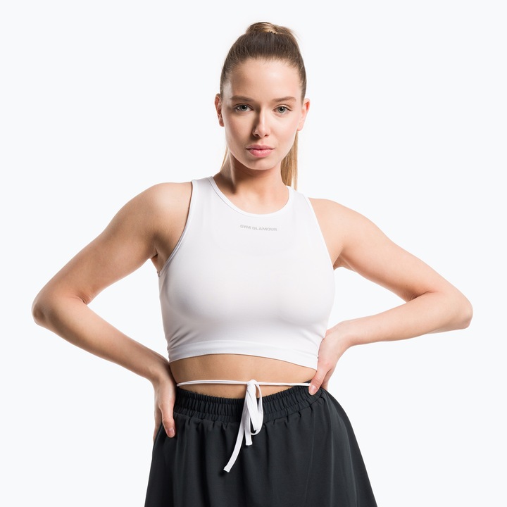 Top antrenament femei, Gym Glamour, Poliamida, Alb1