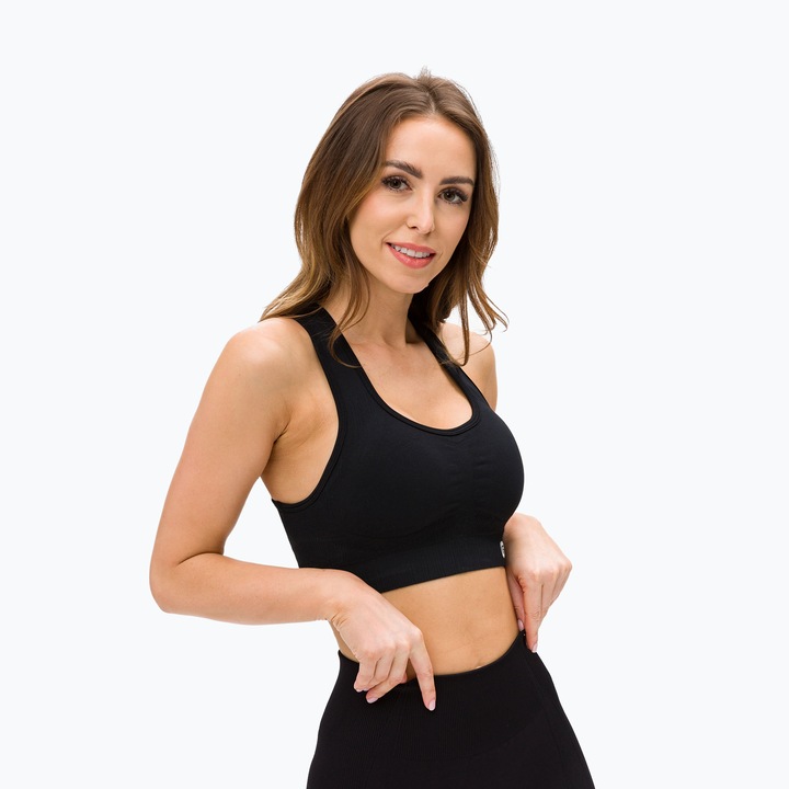 Bustiera sport dama, Gym Glamour, Poliamida, Negru, XS INTL