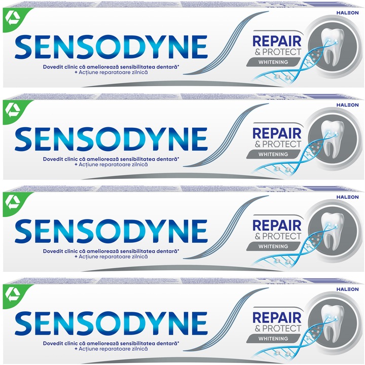 Пакет: Паста за зъби Sensodyne Repair and Protect Whitening, 4 броя, 75 мл