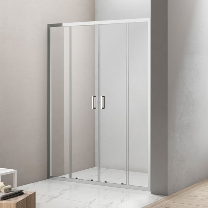 Usa de dus Diplon BP5714SA, Glisanta, 160x195cm, Sticla securizata 6 mm, Aluminiu, Transparent