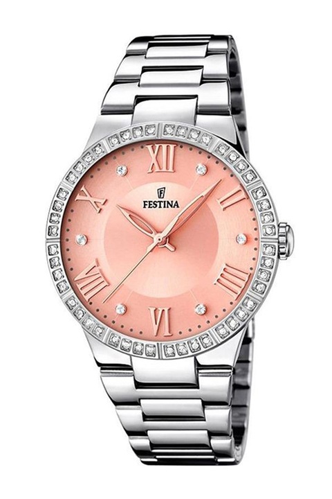 Festina, Ceas din otel inoxidabil decorat cu zirconia, Argintiu