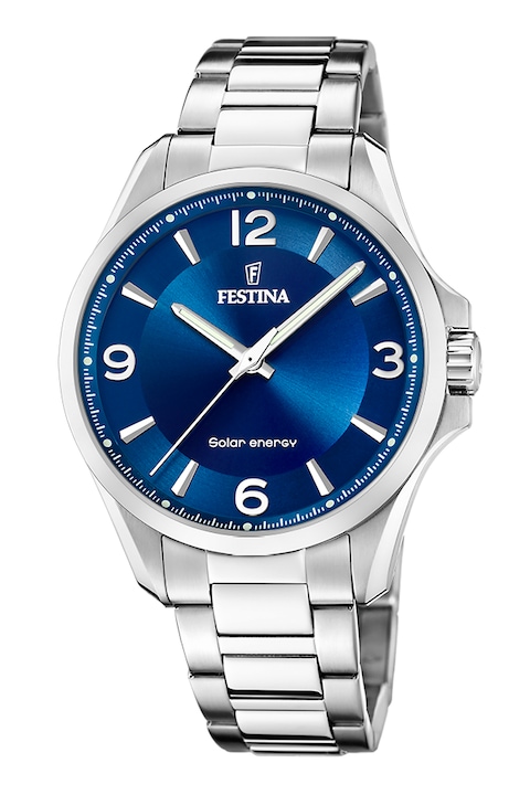Festina, Часовник от неръждаема стомана с лого на циферблата, Сребрист